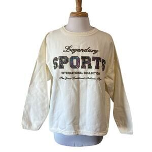 Vintage 80s Tompkins Ave LEGENDARY SPORTS Cropped Sweatshirt Preppy Old School